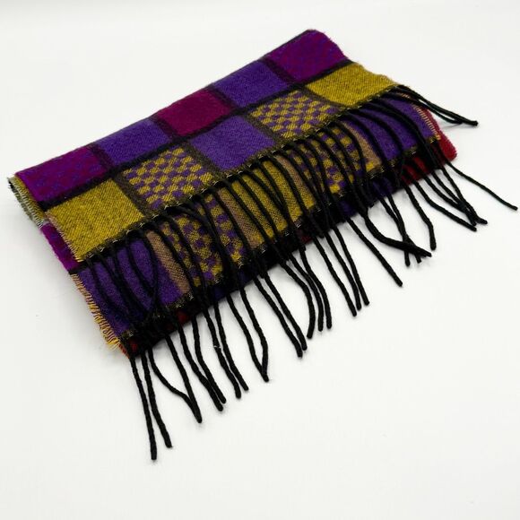 V. Fraas Cashmink Multicolor Check Scarf - Picture 2 of 5